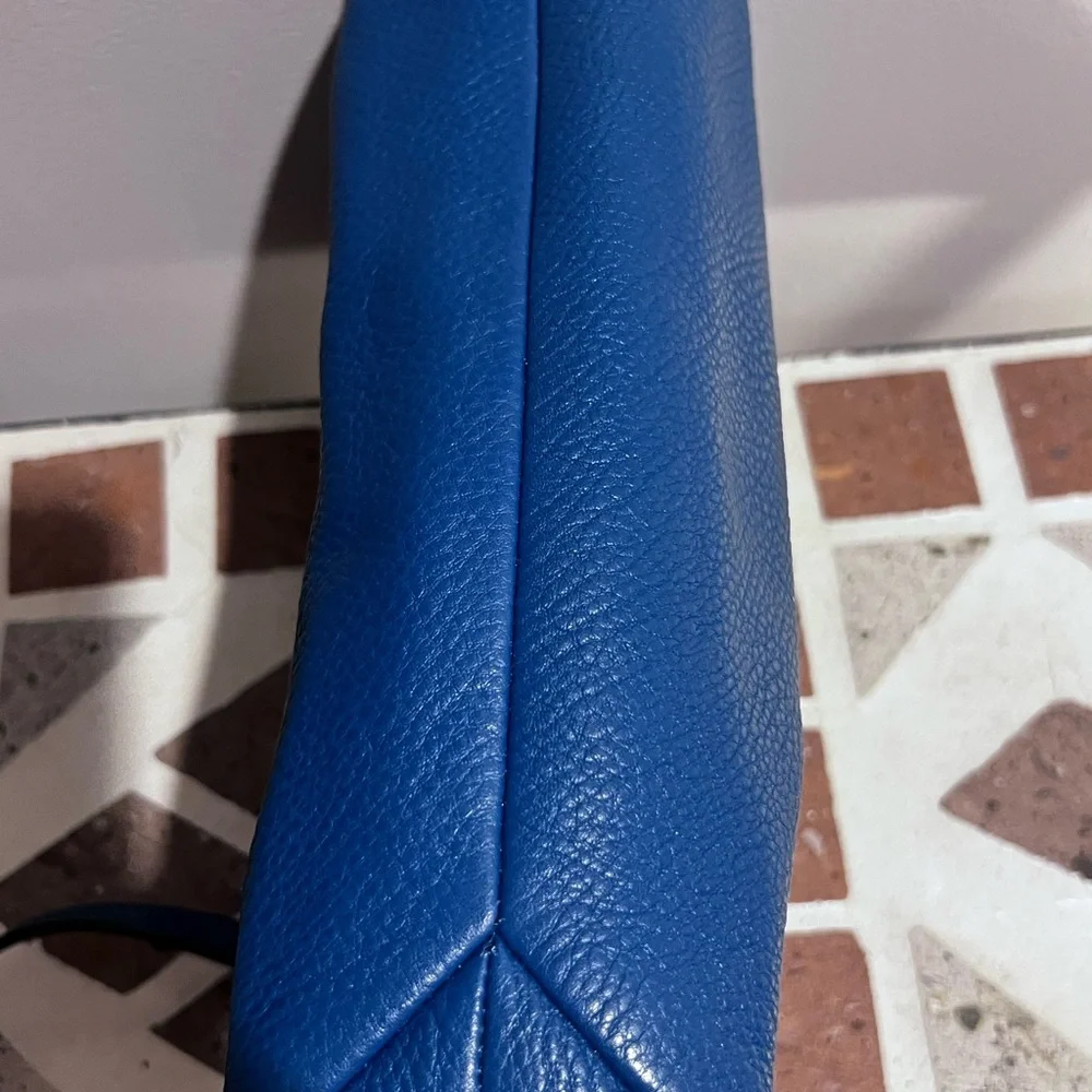 Michael Kors Blue Leather Shoulder Bag with Signature MK Charm